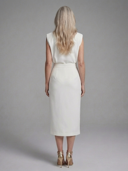 Meridia -  Vestido Midi Asimétrico con Mangas Cortas