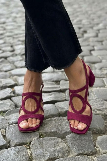 Caliope - Tacones con Punta Cuadrada y Corte Redondo