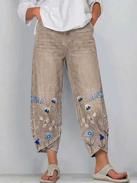 Kaira - Pantalones florales de estilo casual chic