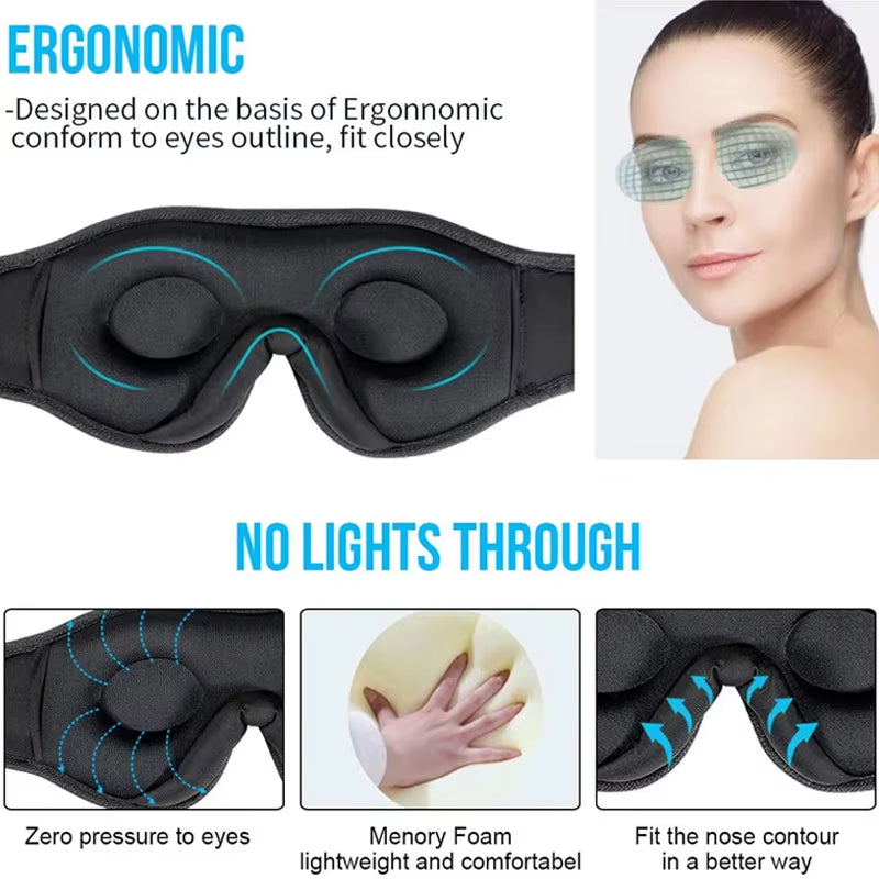 3D Eye Mask Bluetooth Music Play Sleeping Headphones with Built-In HD Speaker Mask for Sleep Headphones Wireless Air Travel 5.0