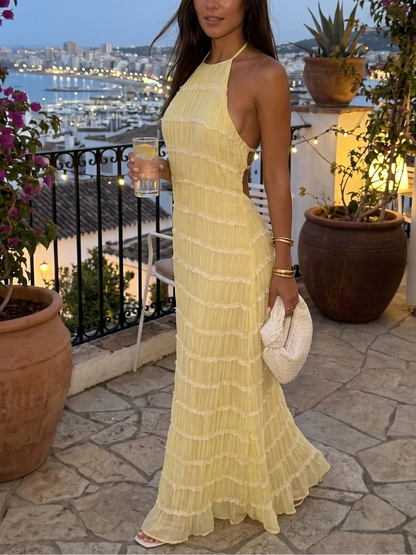 Maite - Vestido Maxi Elegante de Verano con Cuello Halter