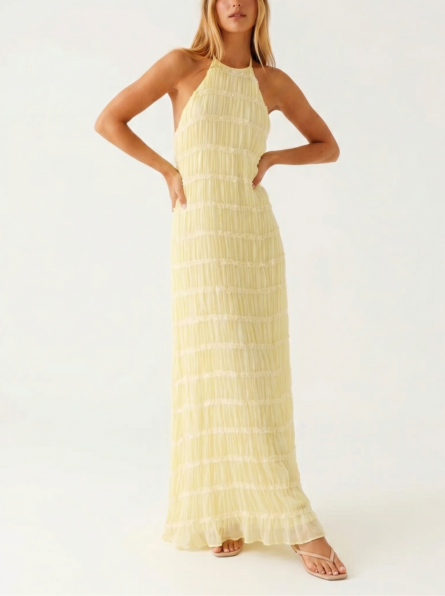Maite - Vestido Maxi Elegante de Verano con Cuello Halter