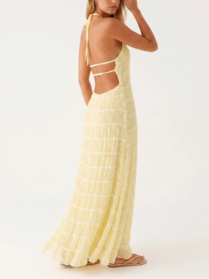 Maite - Vestido Maxi Elegante de Verano con Cuello Halter