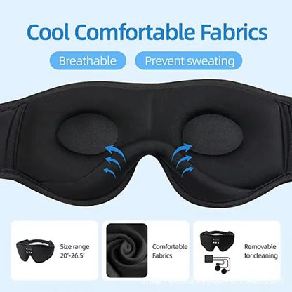 3D Eye Mask Bluetooth Music Play Sleeping Headphones with Built-In HD Speaker Mask for Sleep Headphones Wireless Air Travel 5.0