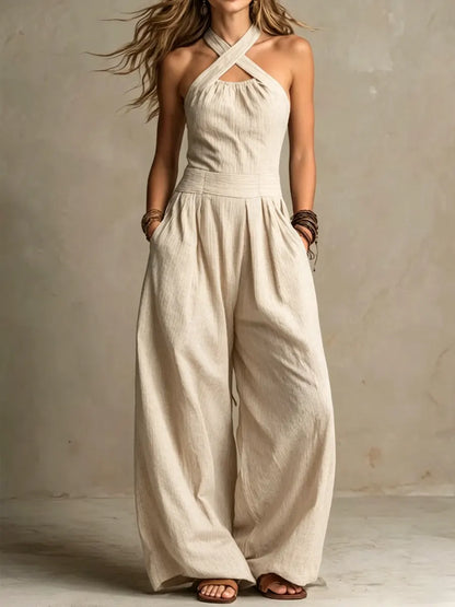 Nuria - Elegante mono con escote cruzado