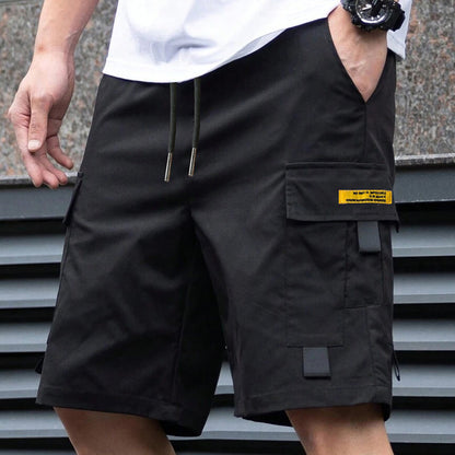 Matias - Shorts cargo casual para hombre con cordón – bolsillos multifuncionales prácticos, costuras reforzadas y corte holgado