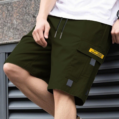 Matias - Shorts cargo casual para hombre con cordón – bolsillos multifuncionales prácticos, costuras reforzadas y corte holgado