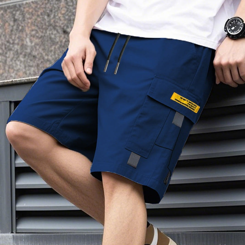 Matias - Shorts cargo casual para hombre con cordón – bolsillos multifuncionales prácticos, costuras reforzadas y corte holgado